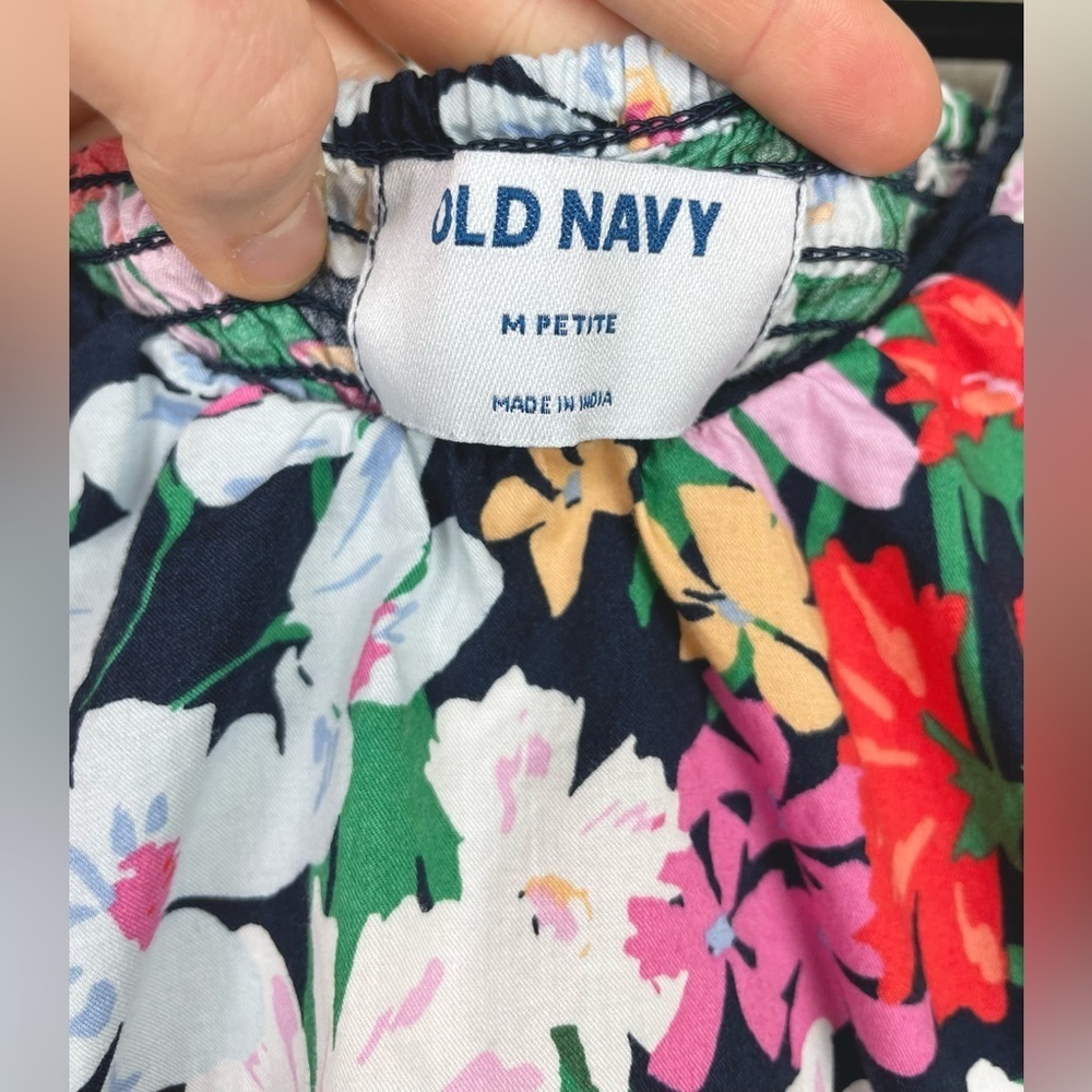 Old Navy Women's Medium Petite Puff Sleeve Midi Swing Dress Floral Multi Bright - Picture 7 of 16